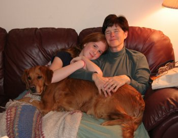Hilfy, Karen, & McKenzie share a couch