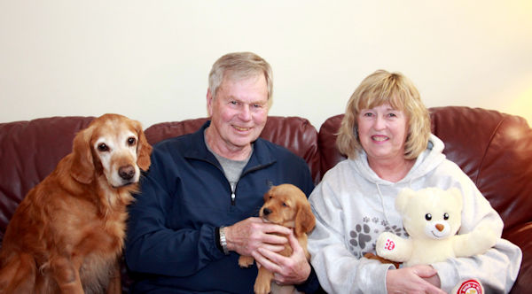 Puppy with new family